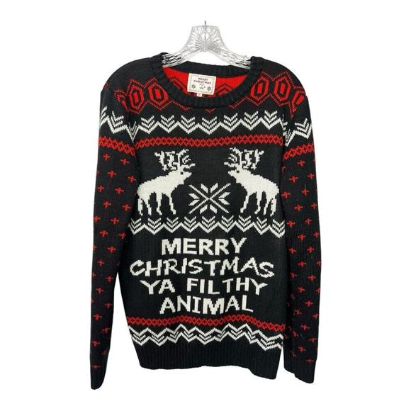 Merry Christmas You Filthy Animal Ugly Christmas Sweater XL Home Alone - Picture 1 of 8